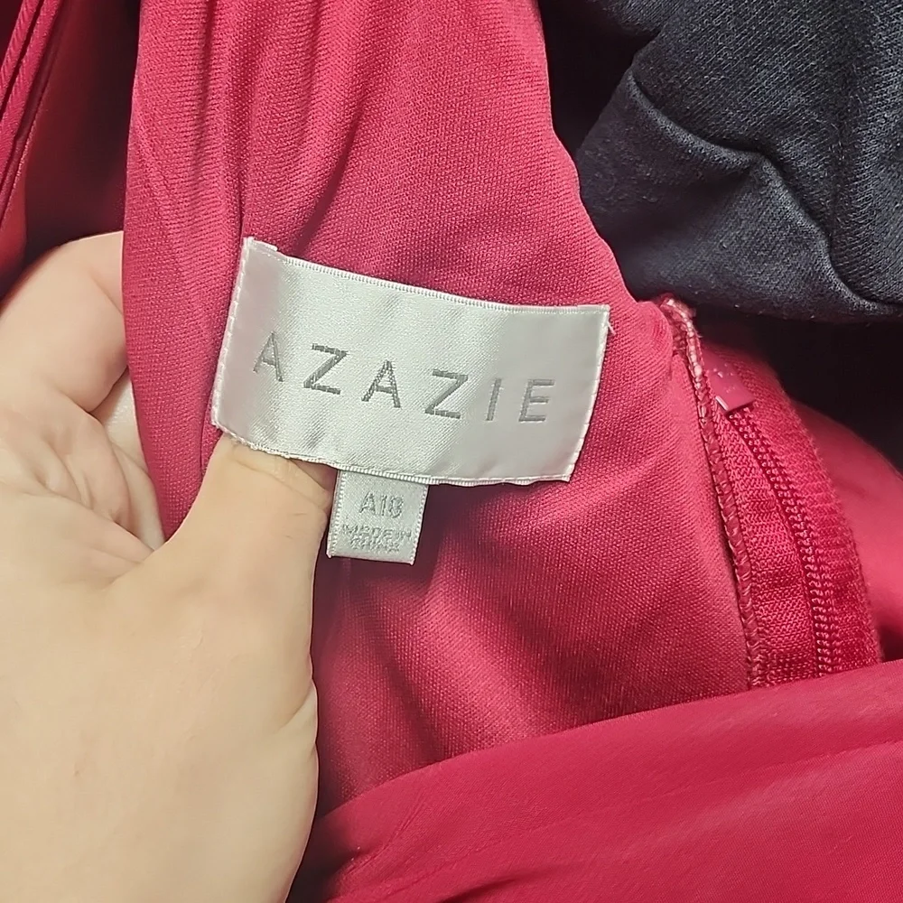 Azazie One-Shoulder Burgundy Dress - Picture 3 of 6